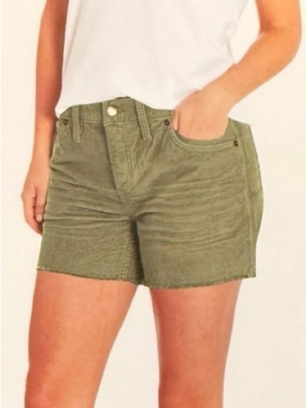 GAP NWT Women’s Light Olive Green Cut Off Corduroy Shorts, size 10